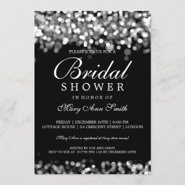 Elegant Bridal Shower Silver Lights Invitations