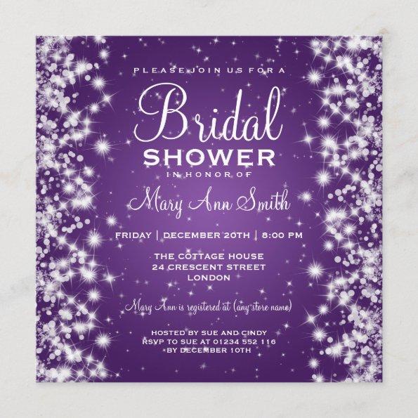 Elegant Bridal Shower Winter Sparkle Purple Invitations