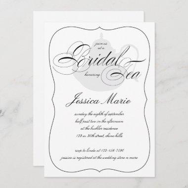 Elegant Bridal Tea Party in Black & White Invitations