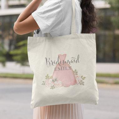 Elegant Bridesmaid Minimalist Blush Pink Floral Tote Bag
