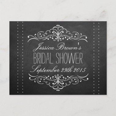 Elegant Chalkboard Bridal Shower Recipe Invitations