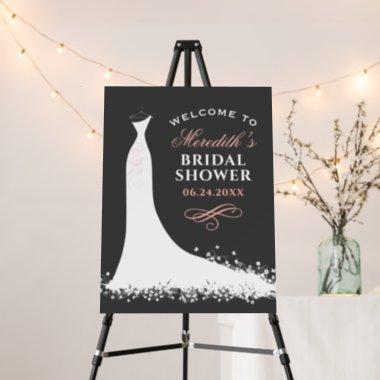 Elegant Charcoal Blush Gown Bridal Shower Welcome Foam Board