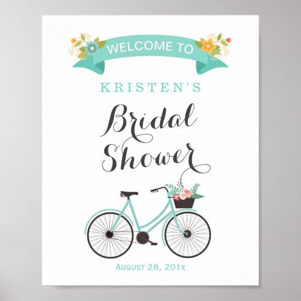 Elegant Chic Mint Green Bicycle Bridal Shower Sign
