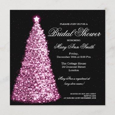 Elegant Christmas Bridal Shower Pink Invitations