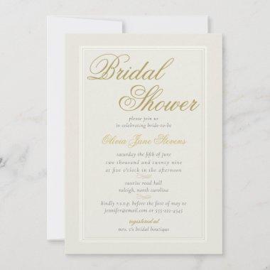 Elegant Classic Triple Frame Ecru Bridal Shower Invitations