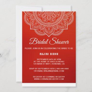Elegant Crimson white Paisley Bridal Shower Invitations
