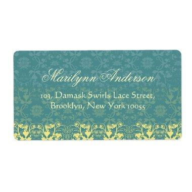 Elegant Damask Lace Floral Vintage Wedding Address Label