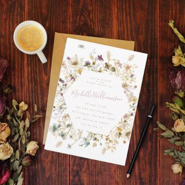 Elegant Dried Wildflower Pampas Bridal Shower Invitations