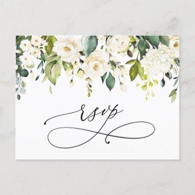 Elegant Eucalyptus White Roses Wedding RSVP PostInvitations