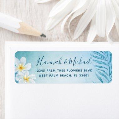 Elegant Floral Palm Tree Leaf Beach Return Address Label