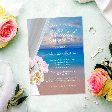 Elegant Floral Summer Ocean Beach Bridal Shower Invitations