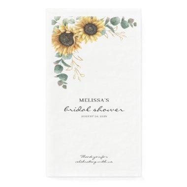 Elegant Floral Sunflower Eucalyptus Bridal Shower Paper Guest Towels