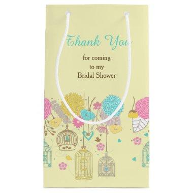Elegant Floral Yellow & Pink Bridal Thank You Small Gift Bag