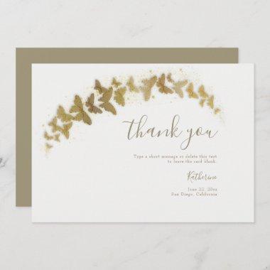 Elegant Formal Classy Gold Butterflies Boho Bridal Thank You Invitations