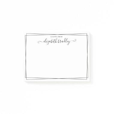 Elegant Girly Monogram Signature Black White Post-it Notes