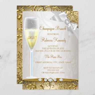 Elegant Gold Beige White Champagne Brunch Invitations