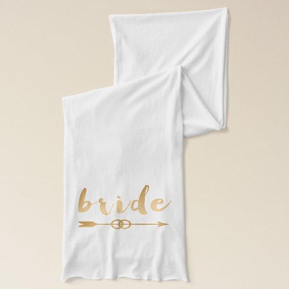 elegant gold foil bride text arrow wedding rings scarf