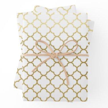 Elegant Gold Hexagon Abstract Pattern Wedding Wrapping Paper Sheets