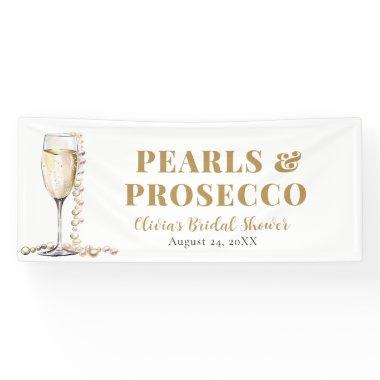 Elegant Gold Pearls and Prosecco Bridal Shower Banner