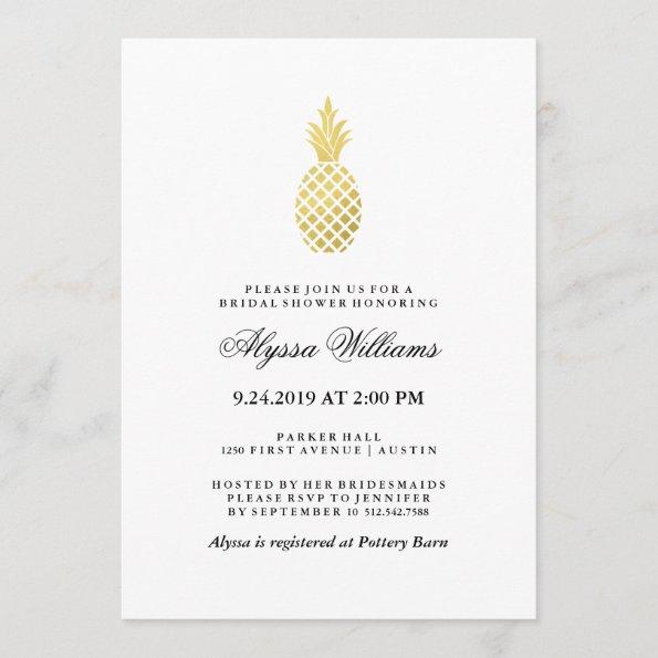 Elegant Gold Pineapple Bridal Shower Invitations