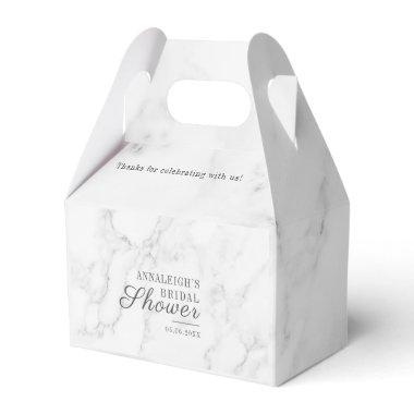 Elegant Gray Marble Pattern Script Bridal Shower Favor Boxes