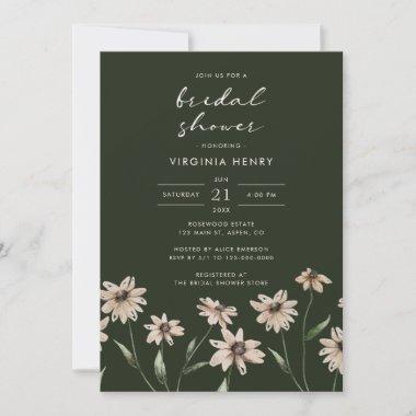 Elegant Green Floral Bridal Shower Invitations