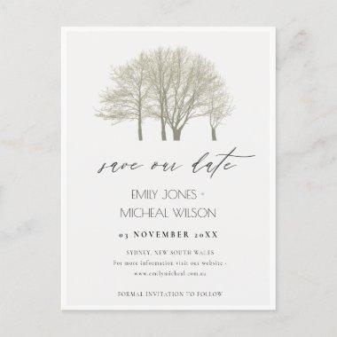 ELEGANT GREY GOLD FALL AUTUMN TREES SAVE THE DATE ANNOUNCEMENT POSTInvitations