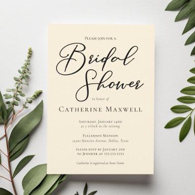 Elegant Ivory Minimalist Typography Bridal Shower Invitations