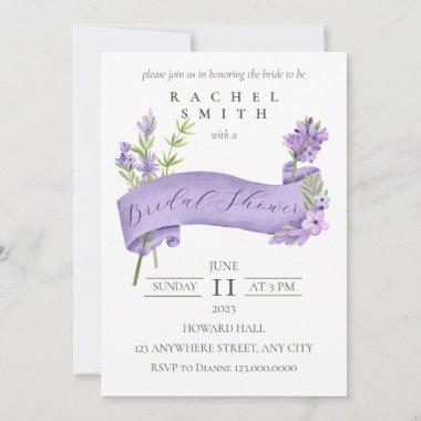 Elegant Lavendar Bridal Shower Invitations