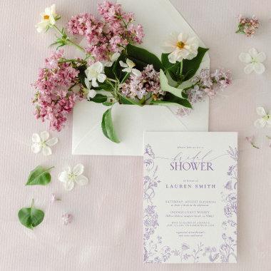 Elegant Lavender Victorian Floral Bridal Shower Invitations