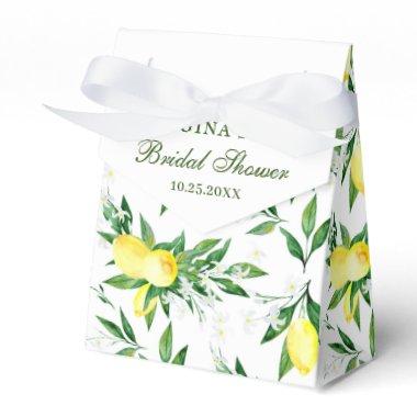 Elegant Lemon Greenery Blossom Bridal Shower Favor Boxes