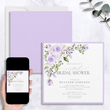 Elegant Lilac Lavender Virtual Bridal Shower Invit Invitations