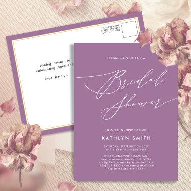 Elegant Mauve Elegant Script Modern Bridal Shower Invitation PostInvitations