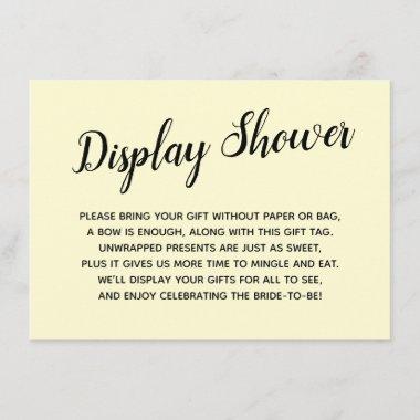 Elegant, Minimal No Wrap Bridal Shower Yellow Enclosure Invitations