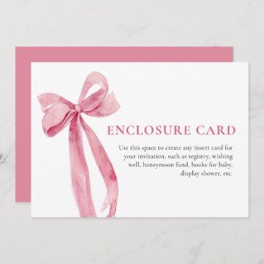 Elegant Minimalist Blush Pink Bow Enclosure Invitations