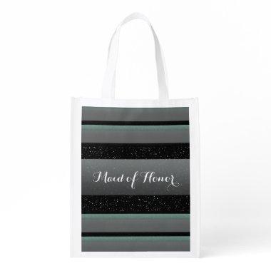 Elegant Mint, Spots, & Stripes Maid of Honor Eco Reusable Grocery Bag