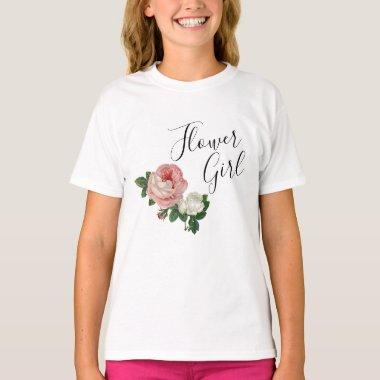 Elegant & modern flowers pink roses flower girl T-Shirt