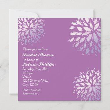 Elegant Modern Purple Lilac Silvery Floral Invite