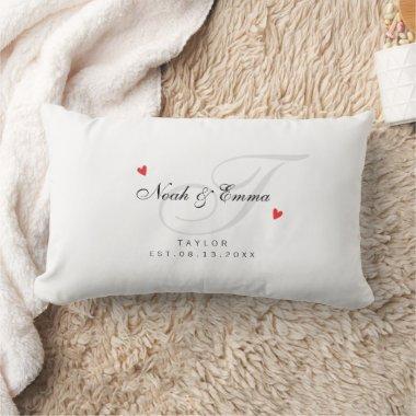 Elegant Monogram Wedding Keepsake Lumbar Pillow