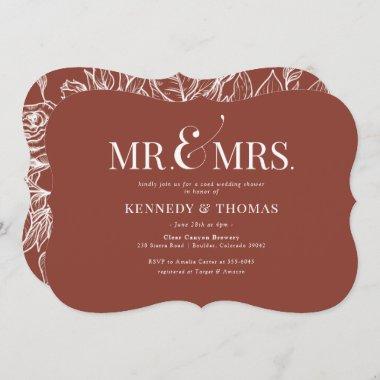Elegant Mr. & Mrs. Coed Bridal or Wedding Shower I Invitations