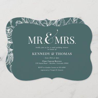 Elegant Mr. & Mrs. Coed Bridal or Wedding Shower Invitations