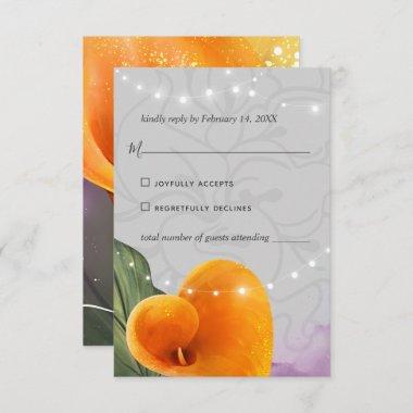 Elegant Orange Calla Lily Art Floral Watercolor RSVP Card