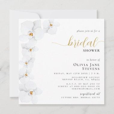 Elegant Orchid Bridal White Floral Bridal Shower Invitations