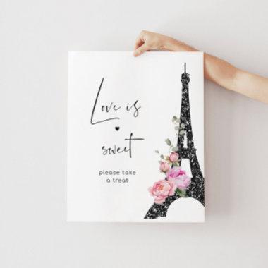 Elegant Paris floral Love is sweet take a treat Poster