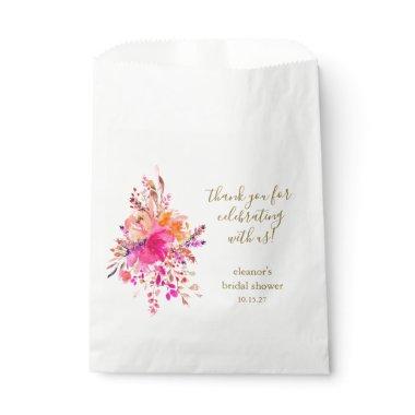 Elegant Pink Floral Bridal Shower Custom Thank You Favor Bag