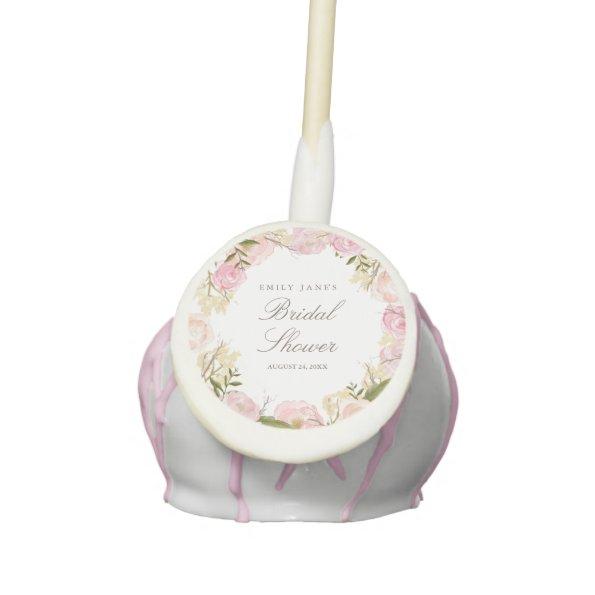 Elegant Pink Rose Bridal Shower Cake Pop
