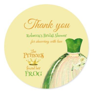 Elegant Princess Frog Bridal Shower Thank you Classic Round Sticker