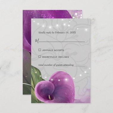 Elegant Purple Calla Lily Floral Watercolor RSVP Card