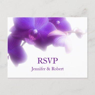 Elegant Purple Orchid Floral Wedding RSVP Invitation PostInvitations