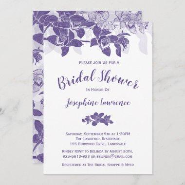 Elegant Purple Orchids Bridal Shower Invitations